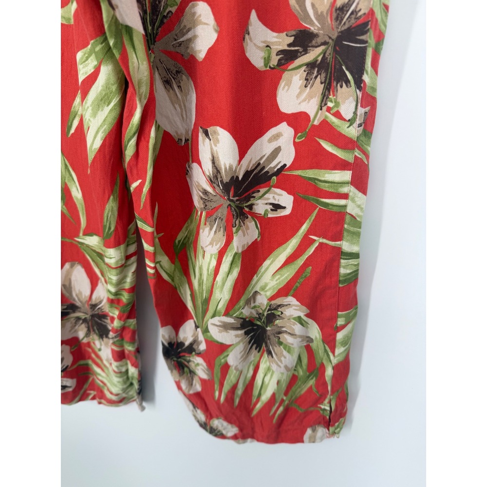Valerie Stevens Womens Silk Cropped Pants Medium Tropical Resort Summer Beach - Picture 10 of 15